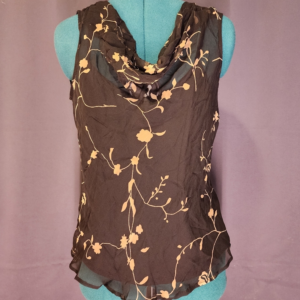 3/$20 Jonathan Martin Black and Tan Floral Blouse